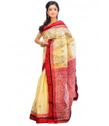 Golden & Red Self Design Ethnic Wear Fashion Saree DSCH063